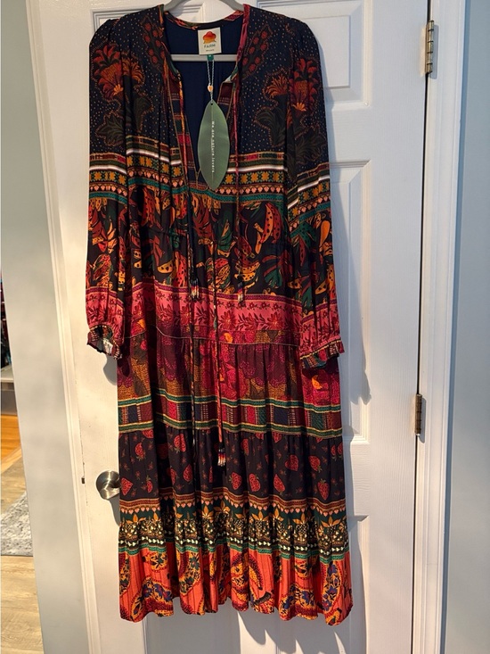 FARM Rio Dresses & Skirts - FARM Rio Black Multicolor Floral Paisley Tiered Maxi Dress NWT